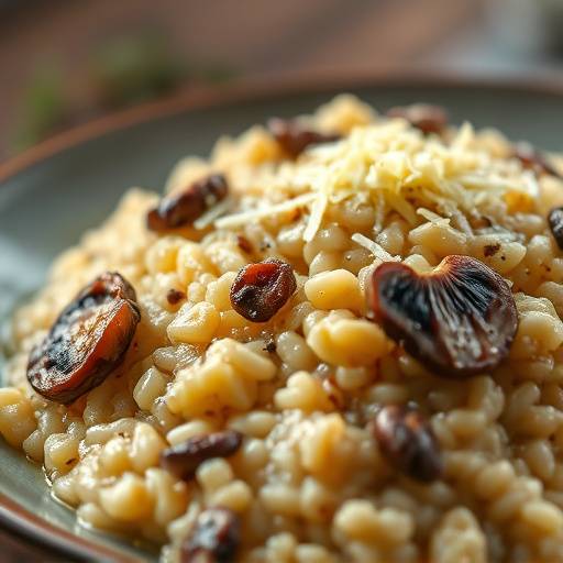 Creamy Mushroom Risotto with parmesan cheese and truffle oil