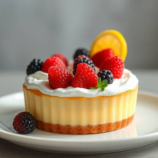 Lemon Tart with meringue topping and fresh berries