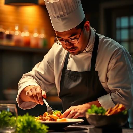 Sous chef Kenji Tanaka preparing a dish